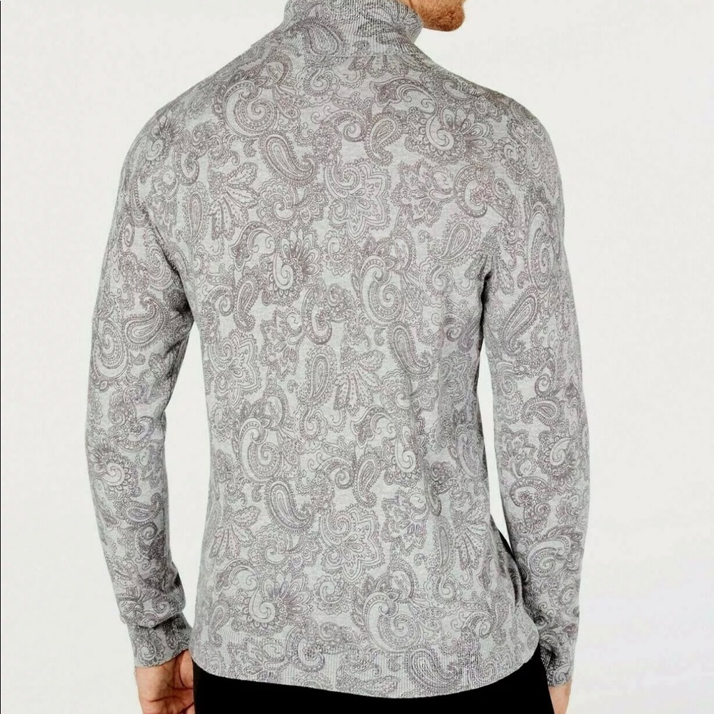 Tasso Elba Men's Paisley Supima Cotton Turtleneck - Picture 2 of 9